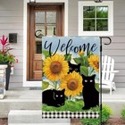 Summer Cat Garden Flag Sunflower Black Cat Garden Flag 12  18 Inch Double 
