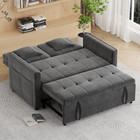 Convertible Pull Out Sofa Sleeper Bed Velvet Adjustable Backrest 2 Pillows
