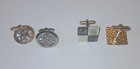 Vintage Mid Century Cufflinks Lot 2 Pairs Abalone Shell Inlay Silver Tone