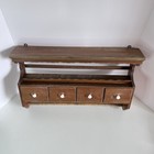 Vintage Wooden Apothecary-style Hanging Wall Shelf W  4 Spice Drawers Towel Bar