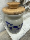 Vtg 1992 Primitive Beaumont Brothers Pottery Blue Cow Crock Bbp