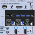 8k Dual Monitor Hdmi Kvm Switch 2 Pc 2 Monitors Usb 3 0 W  Cables Remote