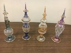 Set Of 5 Mouth Blown Egyptian Perfume Bottles Pyrex Gold Painted  Glass 7 
