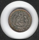 Peru 1866 Y b - Uncirculated 1 5 Sol - Significant Die Clash - 90  Silver