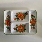 Mid To Late 20th Century Italian Ceramic Decorative Tray - Orange Floral Design