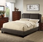 California King Size Bed 1pc  Bed Set Brown Faux Leather Upholstered Two-panel B