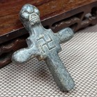 Chinese Hongshan Culture Old Jade Carving Pendant  Crucifix Statu3624