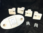 Vtg Mcm Ceramic Tile Toilet Paper Holder Towel Bar Wall Mount White Bathroom