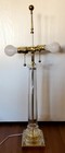 Neoclassical Mid-century Modern Crystal And Brass Column Lamp