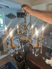 Vtg  Crystal And Brass Chandelier Made In Spain 6- Lights Tested Works Great