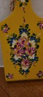 Vintage Hand Painted Folk Art Wood Cutting Board Yellow Floral From Hungary 