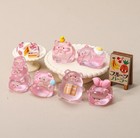 Miniature Pigs Piglets Set Of  Vintage Tiny Pigs Glass Pink
