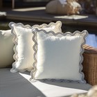 Scalloped Decorative Throw Pillow Covers - Set Of 2  Double-sided Embroidered   