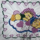 Vintage Handmade Baby Pillowcase Ruffled Edge Embroidered Angels Nursery Decor