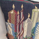 Vintage Winter Christmas Tapestry Pillow Candles Rectangular Metallic 15x11