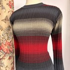 Regalo Ladies Fashion Vintage Ribbed Knit Sweater With Red Grey And Cream Stripe