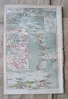 1908 Original Vintage Map West Indies   Central Amreca   Antique Print Dated