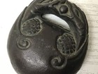 Y2787 Box Old Bronze Mokugyo Temple Drum Japanese Incense Container Antique