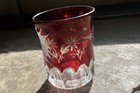 Vintage 1954 Cranberry Ruby Red Souvenir Glass Queen Elizabeth 1st Royal Visit