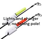 2pk Led Fishing Night Light Rechargeable Battery W charger Waterproof Rod Tip