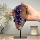 Amethyst Geode With Deep Purple Crystals  Metallic Stand Included  Mws1631