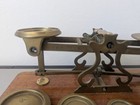 Antique Vintage English Postal Scale  Brass   Oak Wood S Mordan co 