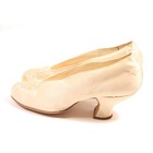 Antique 1800s 1900s Victorian Edwardian Cream Satin Faux Pearl High Heel Shoes