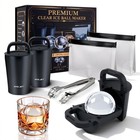 Premium Clear Ice Cube Maker Set     Stainless Steel Whiskey Sphere Mold  2 5    Bpa