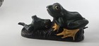 Vintage Cast Iron 2 Frogs Mechanical Coin Bank Very Rare Vintage     