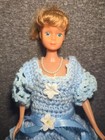 Vintage 17  Crafting Doll In Blue Homemade Crochet Dress