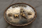 Vtg Western Cowboy Horse Rodeo Mwcha Sterling Silver Trophy Belt Buckle