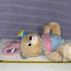 Midwood Brands 14 Inch Beige Teddy Bear Plush Pink Bunny Ears Shaggy Colorful