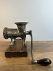 Antique Enterprise No 12 Cast Iron Meat Grinder Tinned Wood Base Hand Crank