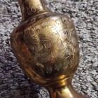 Vintage Etched Brass Bud Vase Handmade In India 6-1 4  Tall Floral Design
