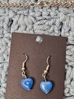 Silvertone Blue Glass Hearts Necklace   Earrings Set 18  Necklace 5 8  Earrings