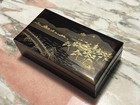 Vintage Zohiko Urushi Japanese Lacquer Box With Golden Maki-e Landscape Scene