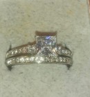  Princess Cut   Round Cz Stainless Steel Women s Wedding Engagement Ring Set