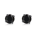 Black Sterling Silver Cubic Zirconia Stud Earrings For Men Or Women 6mm