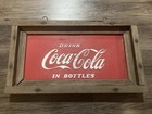 Vintage 8   x14    Metal Embossed Drink Coca-cola In Bottles Painted Sign Wood Frame