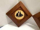 Vtg Wooden Framed Wall Hanging Black Cut Silhouette Sailing Ships Set Of 3