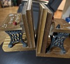 Enesco 1970 s Vintage Wooden Cast Iron School Daze Bookends