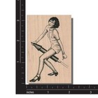 New Mounted Rubber Stamp  Lady On Rocket  Woman Stamp  Retro  Lady Stamp  July 4