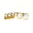 Round Mother Pearl Cufflinks And Shirt Studs  6pcs  Set Men Wedding Gift In Box