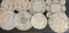 Lot Of 9 Vintage Lace Doilies Mixed Round Square Assortment Crochet Net Linens