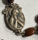 Vintage Italian Reliquary Rosary Olive Seed Beads Sacred Heart   Madonna Roma 
