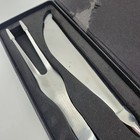 Vtg Carving Knife And Fork Set White Porcelain Handles 14-1 4  Long 
