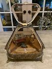 Large Pyramid Vintage Display Brass Ormolu Amber Glass Jewelry Cabinet Casket
