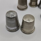 Lot Of 11 Vintage Brass Plastic Metal Sewing Thimbles Various Sizes
