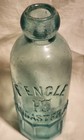 Antique Lancaster Pa F Engle Blob Top Aqua Embossed Glass Bottle Bubbles