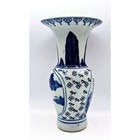 Vintage Chinese Blue And White Porcelain Bud Vase Floral Trumpet Rim 7 5in